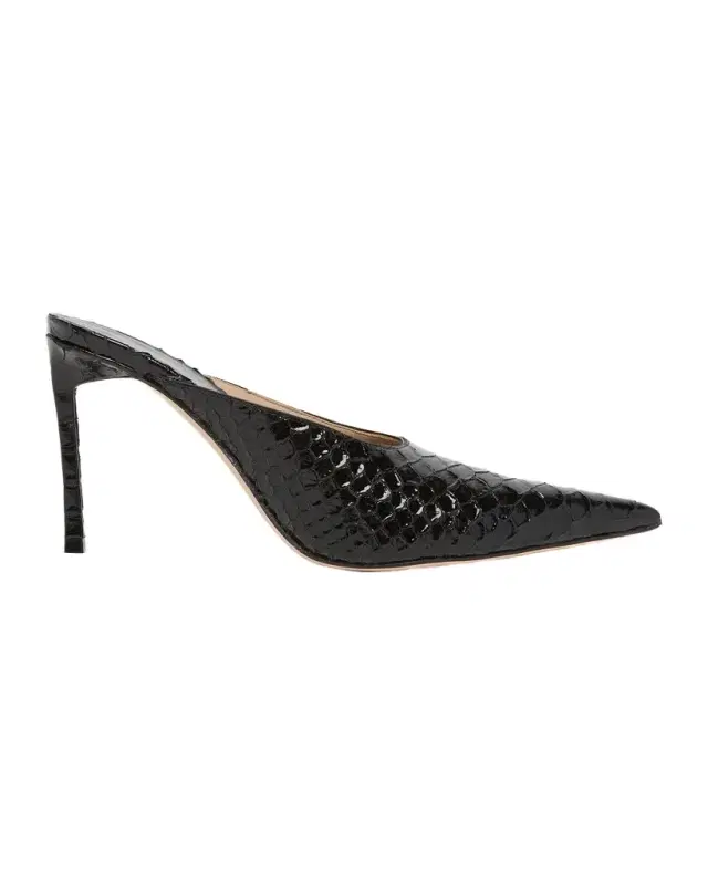 TOM FORD 85mm Semi Shiny Croc-Embossed Leather Mule Pumps