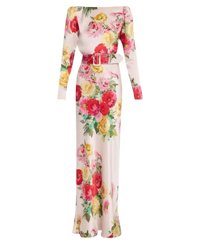 Libertine Pat Nixon Silk Belted Low-Back Column Gown