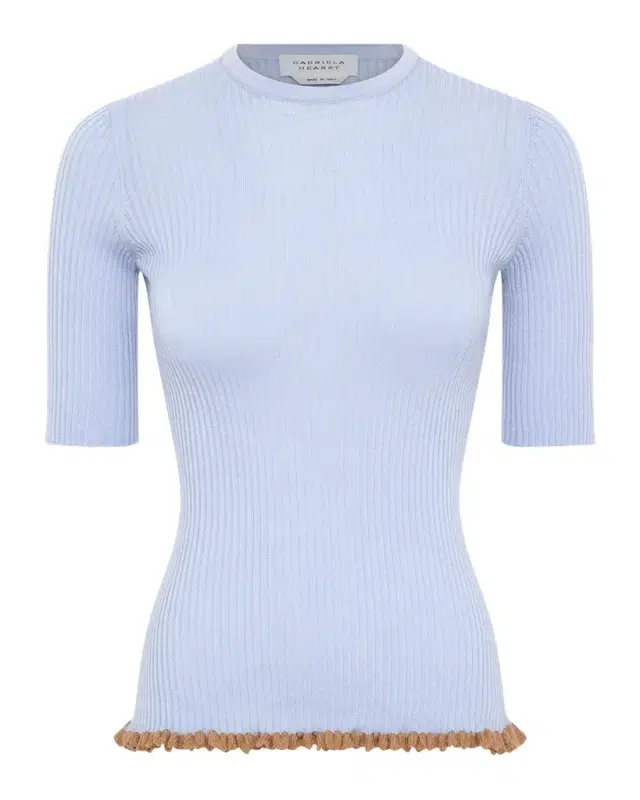 Gabriela Hearst Mireya Ruffle-Trim Ribbed Top