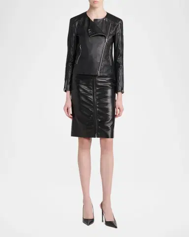 Tom Ford Collarless Leather Moto Jacket | Thumbnail 2