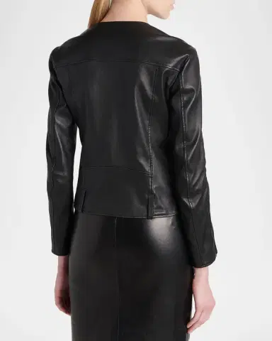 Tom Ford Collarless Leather Moto Jacket | Thumbnail 3