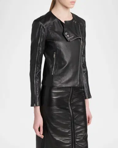 Tom Ford Collarless Leather Moto Jacket | Thumbnail 4
