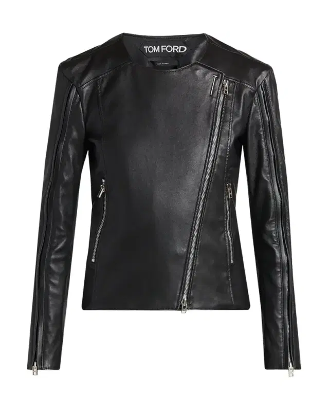 TOM FORD Collarless Leather Moto Jacket