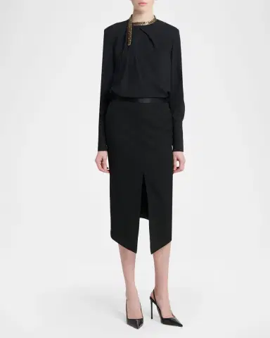 Tom Ford Center-Slit Long Wool Skirt | Thumbnail 2 Tom Ford Center-Slit Long Wool Skirt | Thumbnail 2