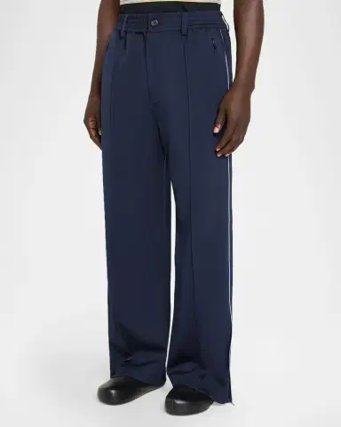 Marni Men 's Wool Stretch Wide-Leg Pintuck Trousers | Thumbnail 4
