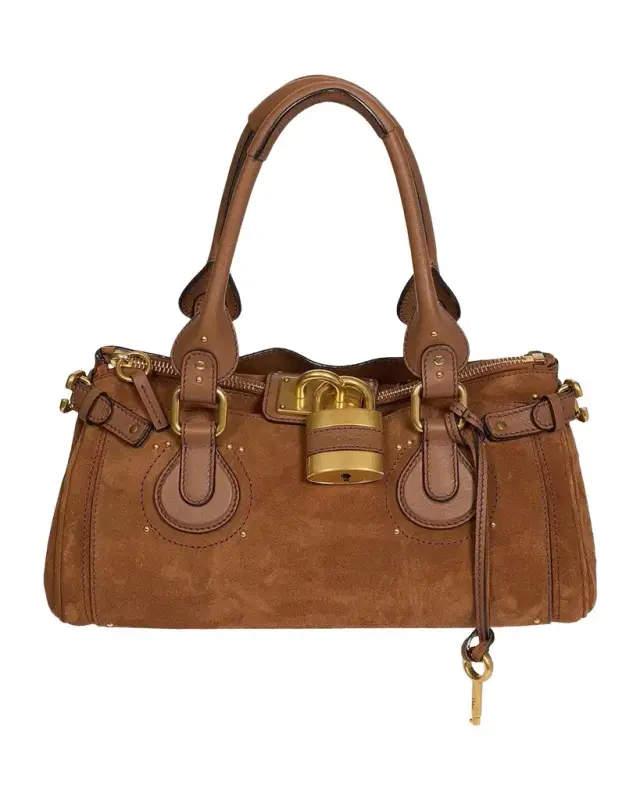 Chloe Paddington Padlock Suede Shoulder Bag
