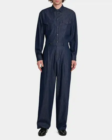 Jil Sander Men's Chambray Button-Front Utility Shirt | Thumbnail 2 Jil Sander Men's Chambray Button-Front Utility Shirt | Thumbnail 2