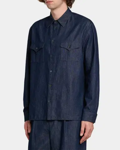 Jil Sander Men's Chambray Button-Front Utility Shirt | Thumbnail 4 Jil Sander Men's Chambray Button-Front Utility Shirt | Thumbnail 4