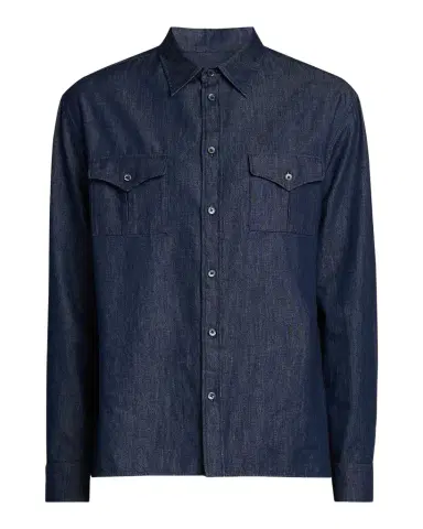 Jil Sander Men's Chambray Button-Front Utility Shirt | Thumbnail 1 Jil Sander Men's Chambray Button-Front Utility Shirt | Thumbnail 1