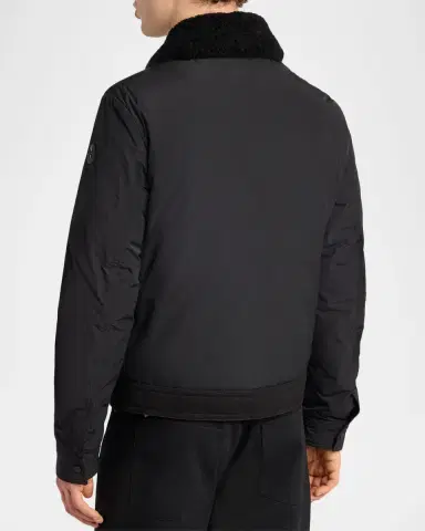 Moncler Men's Hybrid Suede Shearling-Collar Aviator Jacket | Thumbnail 3 Moncler Men's Hybrid Suede Shearling-Collar Aviator Jacket | Thumbnail 3