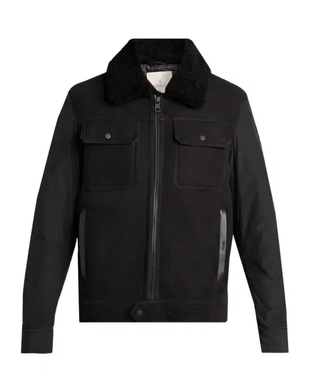Moncler Men 's Hybrid Suede Shearling-Collar Aviator Jacket
