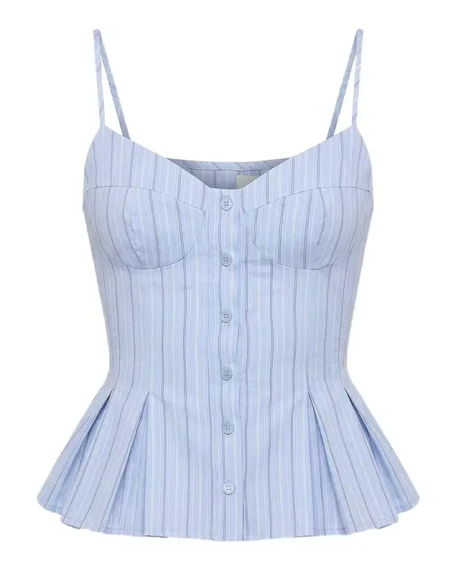 NICHOLAS Staci Striped Seersucker Peplum Top