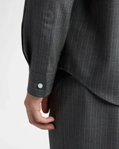 Jil Sander Men's Pinstripe Wool Sport Shirt | Thumbnail 5