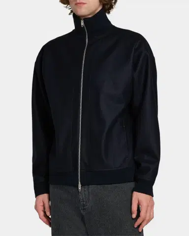 Jil Sander Men's Melton Wool Zip-Front Jacket | Thumbnail 4 Jil Sander Men's Melton Wool Zip-Front Jacket | Thumbnail 4
