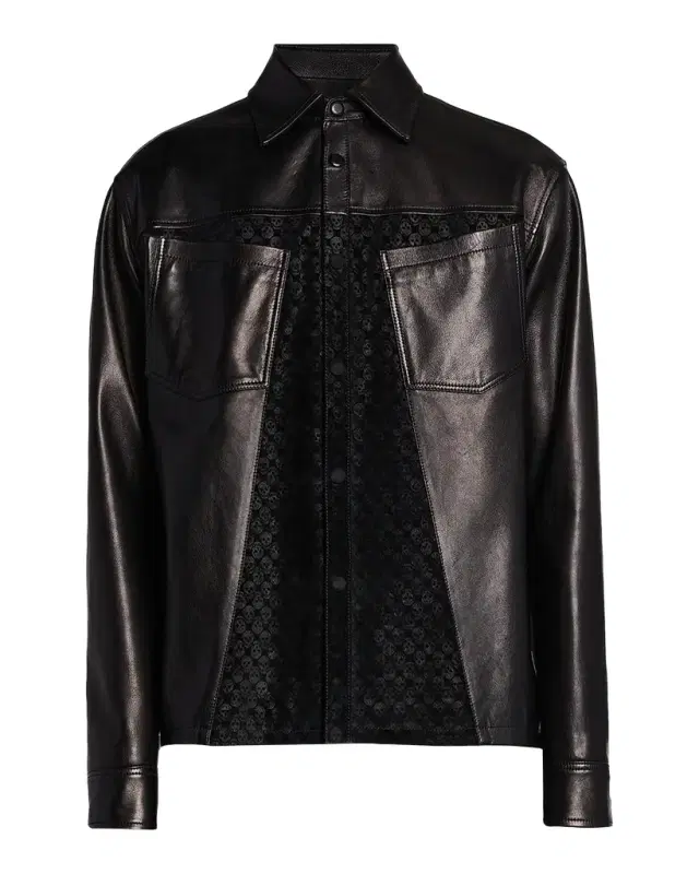 McQueen Men 's Skull-Embossed Leather Jacket
