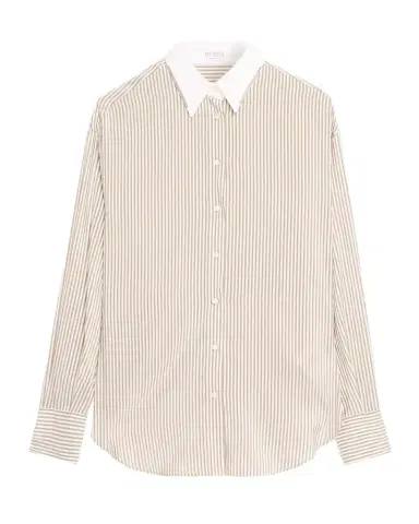 Brunello Cucinelli Silk-Blend Striped Buttoned Shirt | Thumbnail 1