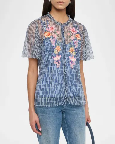 Johnny Was Leandra Embroidered Mesh Blouse | Thumbnail 4 Johnny Was Leandra Embroidered Mesh Blouse | Thumbnail 4