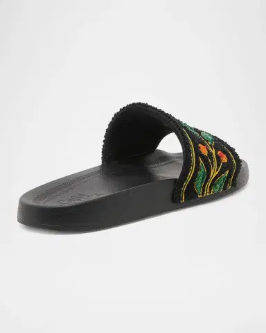 Casablanca Men's Embroidered Terry Slides | Thumbnail 2