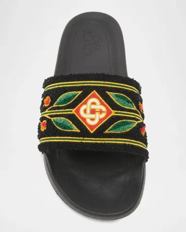 Casablanca Men's Embroidered Terry Slides | Thumbnail 4