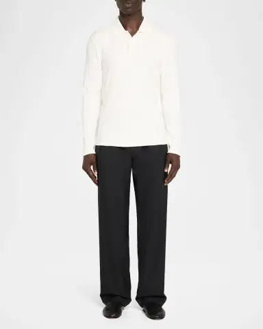Vince Men 's Long-Sleeve Textured Polo Shirt | Thumbnail 2