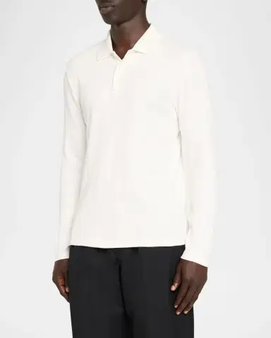 Vince Men 's Long-Sleeve Textured Polo Shirt | Thumbnail 4