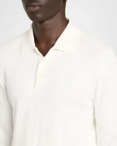 Vince Men 's Long-Sleeve Textured Polo Shirt | Thumbnail 5