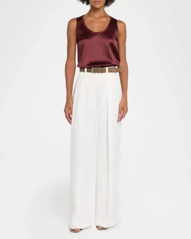 Brunello Cucinelli Scoop-Neck Sleeveless Satin Blouse | Thumbnail 2