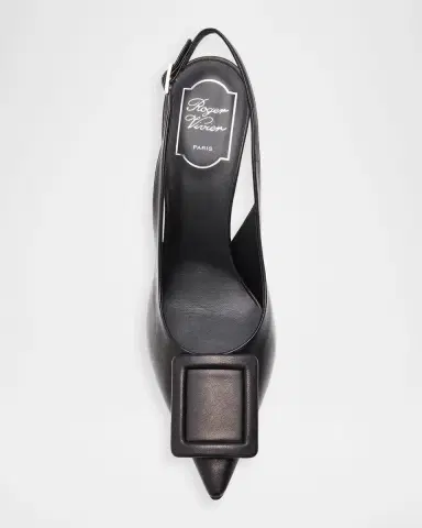 Roger Vivier 85mm Viv Ville Leather Slingback Pumps | Thumbnail 4 Roger Vivier 85mm Viv Ville Leather Slingback Pumps | Thumbnail 4