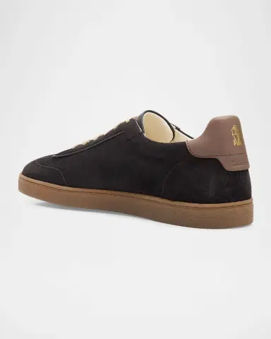 Brunello Cucinelli Men's Suede T-Toe Low-Top Sneakers | Thumbnail 2