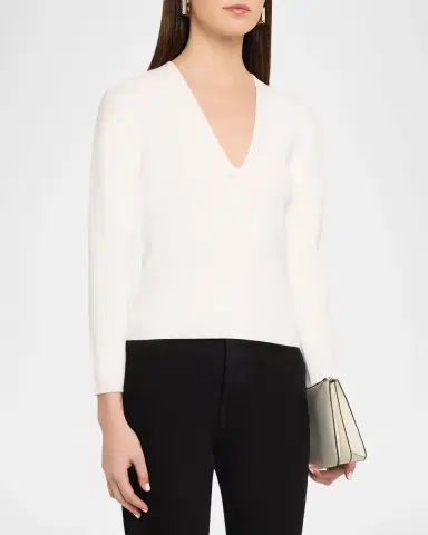 TOTEME Compact Knit V-Neck Top | Thumbnail 4