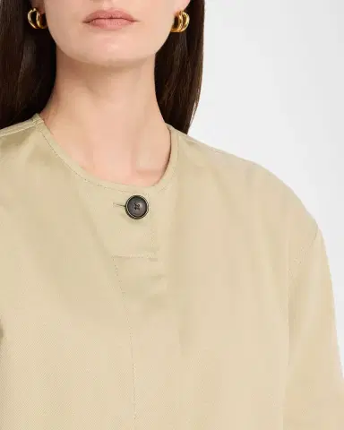 TOTEME Single-Breasted Cotton Twill Collarless Jacket | Thumbnail 5 TOTEME Single-Breasted Cotton Twill Collarless Jacket | Thumbnail 5