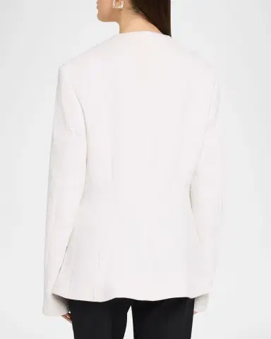 TOTEME Single-Breasted Cotton Jacquard Collarless Jacket | Thumbnail 3