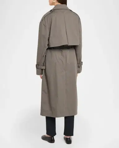 TOTEME Crisp Cotton Belted Summer Trench Coat | Thumbnail 3 TOTEME Crisp Cotton Belted Summer Trench Coat | Thumbnail 3