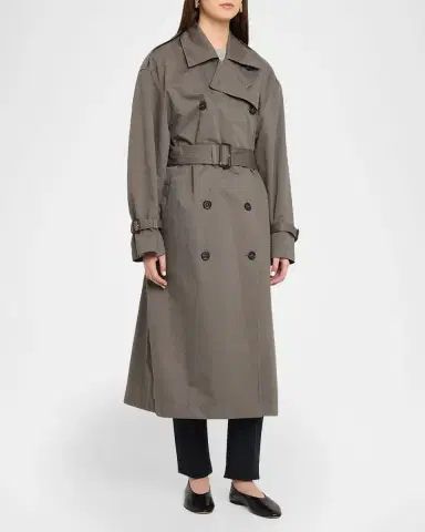 TOTEME Crisp Cotton Belted Summer Trench Coat | Thumbnail 4 TOTEME Crisp Cotton Belted Summer Trench Coat | Thumbnail 4