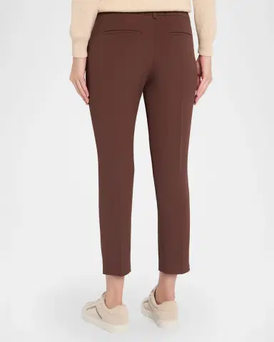 Brunello Cucinelli Silk Crepe Slim-Leg Ankle Pull-On Pants | Thumbnail 3