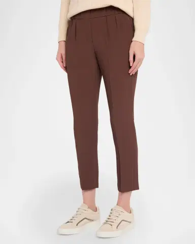 Brunello Cucinelli Silk Crepe Slim-Leg Ankle Pull-On Pants | Thumbnail 4