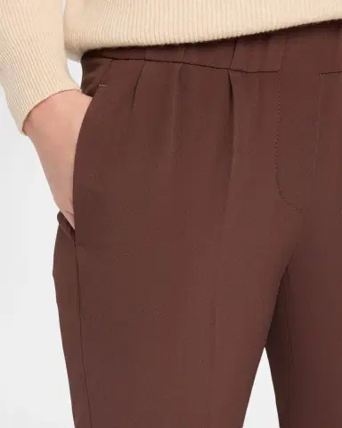 Brunello Cucinelli Silk Crepe Slim-Leg Ankle Pull-On Pants | Thumbnail 5