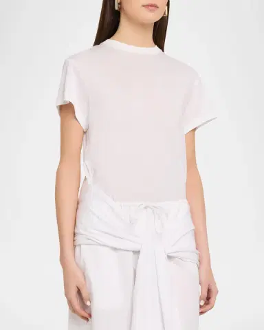 TOTEME Tie-Waist Jersey Short-Sleeve T-Shirt | Thumbnail 4 TOTEME Tie-Waist Jersey Short-Sleeve T-Shirt | Thumbnail 4