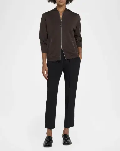 Brunello Cucinelli Silk Crepe Slim-Leg Ankle Pull-On Pants | Thumbnail 2