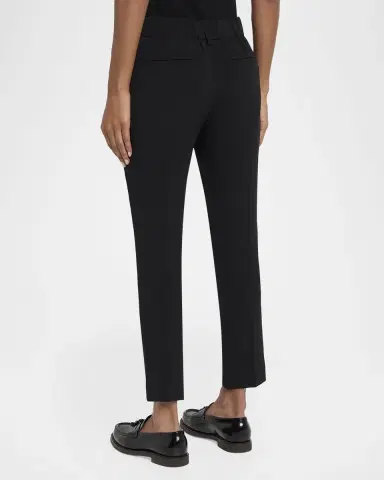Brunello Cucinelli Silk Crepe Slim-Leg Ankle Pull-On Pants | Thumbnail 3