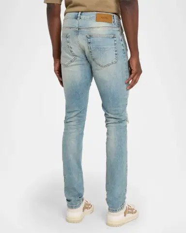 Amiri Men 's Plaid Repair Denim Skinny Jeans | Thumbnail 3