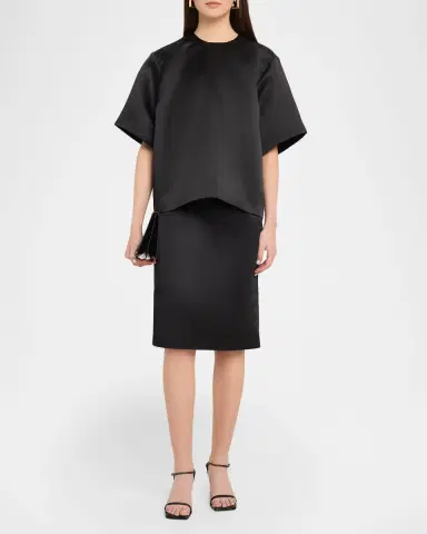TOTEME Duchess Satin Short-Sleeve Tee | Thumbnail 2 TOTEME Duchess Satin Short-Sleeve Tee | Thumbnail 2