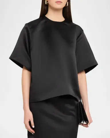 TOTEME Duchess Satin Short-Sleeve Tee | Thumbnail 4 TOTEME Duchess Satin Short-Sleeve Tee | Thumbnail 4
