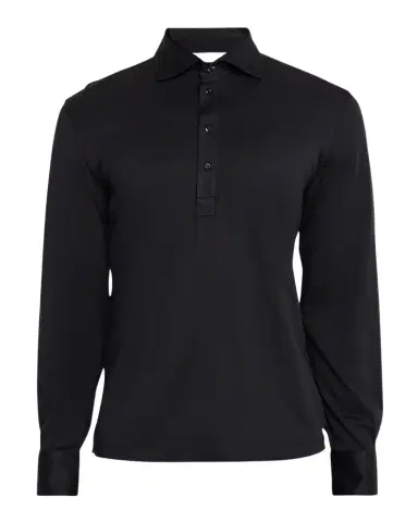 Brunello Cucinelli Men's Cotton-Silk Long-Sleeve Polo Shirt | Thumbnail 1