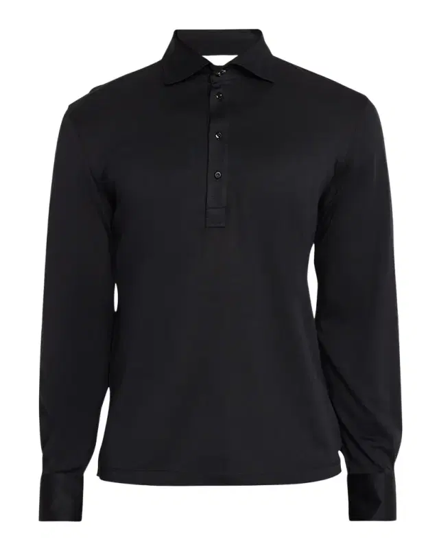 Brunello Cucinelli Men 's Cotton-Silk Long-Sleeve Polo Shirt