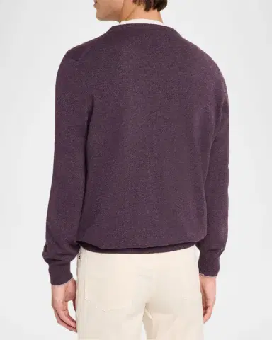 Brunello Cucinelli Men's Cashmere Melange Crewneck Sweater | Thumbnail 3
