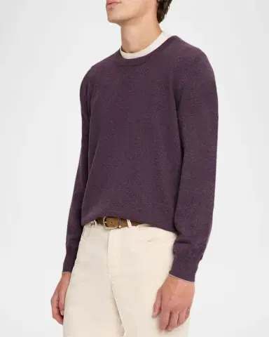 Brunello Cucinelli Men's Cashmere Melange Crewneck Sweater | Thumbnail 4