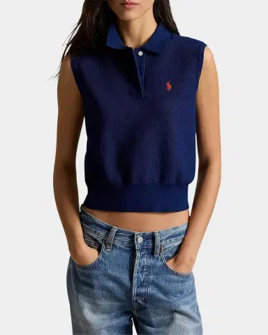 Polo Ralph Lauren Logo Cotton Crop Polo Top | Thumbnail 4