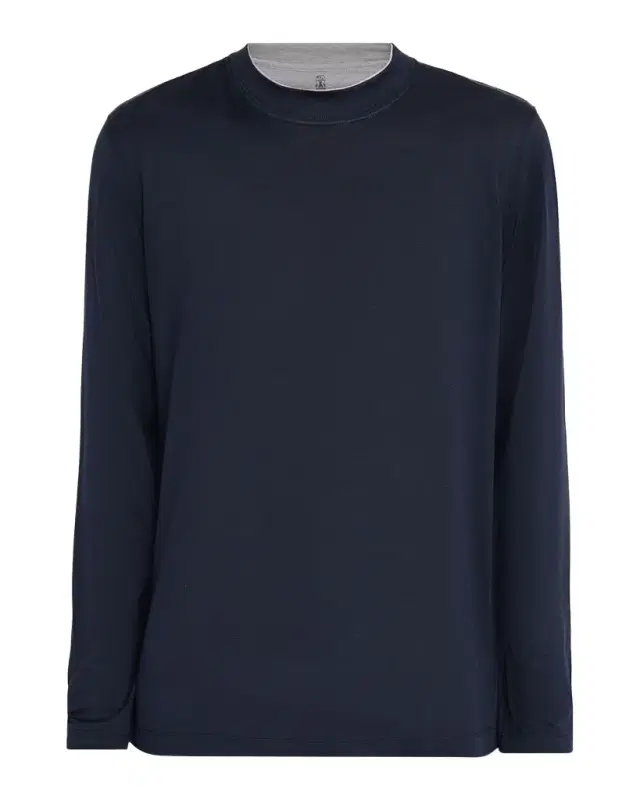 Brunello Cucinelli Men 's Silk and Cotton Long-Sleeve Crewneck T-Shirt