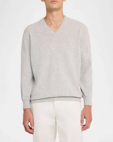 Brunello Cucinelli Men's Cashmere V-Neck Sweater | Thumbnail 4